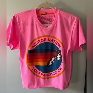 Aviator Nation Signature San Francisco Boyfriend Tee - Neon Pink XS